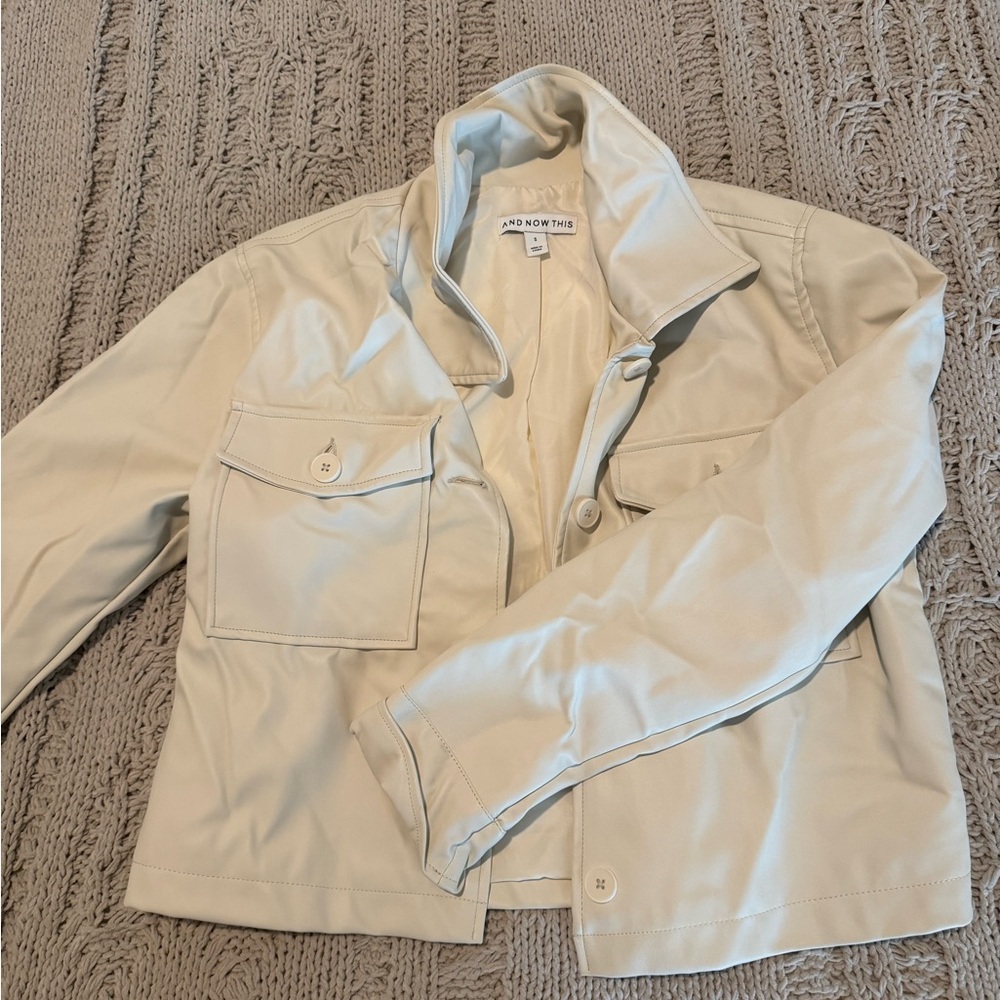 Cream Faux Leather Jacket